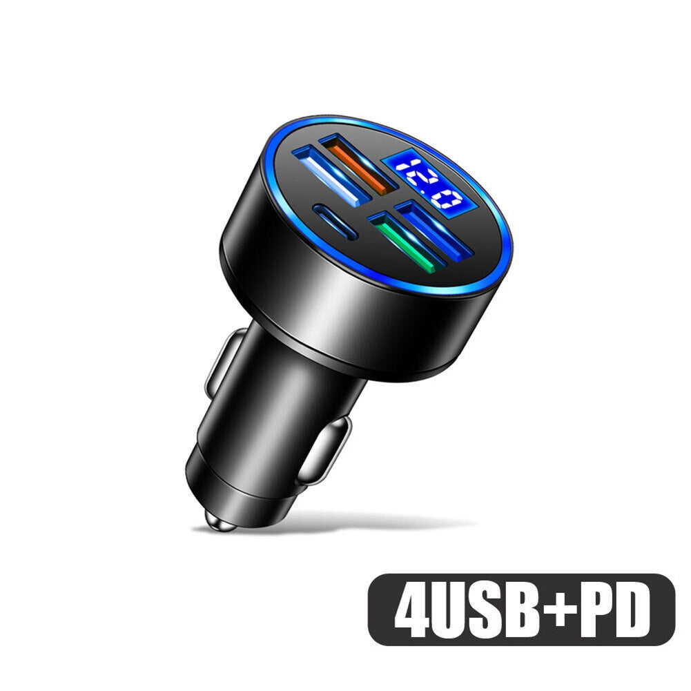 5-in-1 Charger 4 USB Port Type-c Fast Car Charger Led Digital - Premium Car Chargers from Rapidvehicles - Just $13.99! Shop now at Rapidvehicles