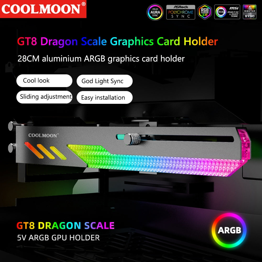 Coolmoon Gt8 Graphics Card Bracket 5v Argb Synchronous Horizontal Chassis Decor Gpu Support Vga Holder pink - Premium Other Car Electronics from Rapidvehicles - Just $31.57! Shop now at Rapidvehicles