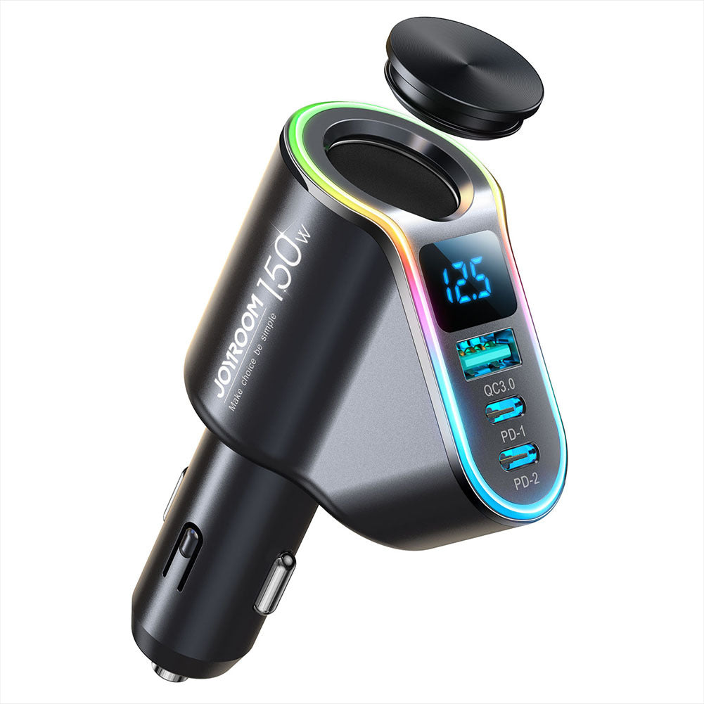 4-in-1 Cigarette Lighter Car Charger 150w High Power Led Digital Display Fast Charging Adapter Black - Premium Car Chargers from Rapidvehicles - Just $31.99! Shop now at Rapidvehicles