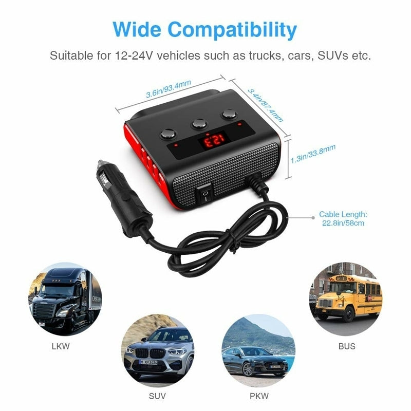 120w Car Cigarette Lighter Adapter Quick Charge 3.0 12v/24v 3 - Premium Car Chargers from Rapidvehicles - Just $37.99! Shop now at Rapidvehicles