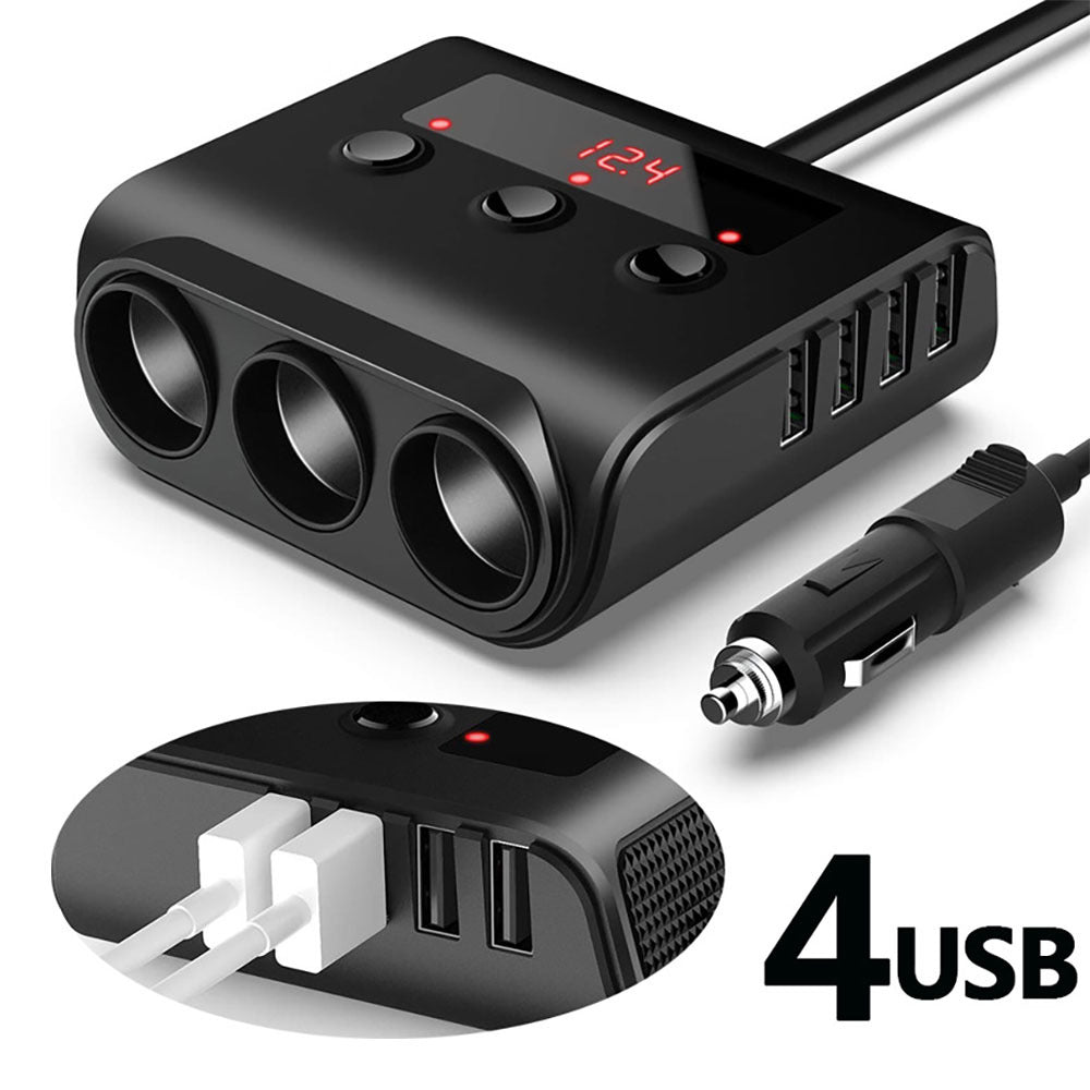 120w Car Cigarette Lighter Adapter Quick Charge 3.0 12v/24v 3 Outlet Power Splitter Dc Outlet With 8.5a 4 Usb Ports black - Premium Car Chargers from Rapidvehicles - Just $29.99! Shop now at Rapidvehicles