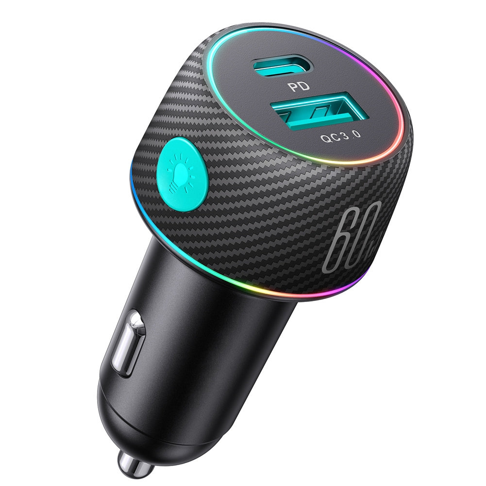 60w High-power Car Charger Dual-port Button Switch Qc3.0 Pd Fast - Premium Car Chargers from Rapidvehicles - Just $41.99! Shop now at Rapidvehicles