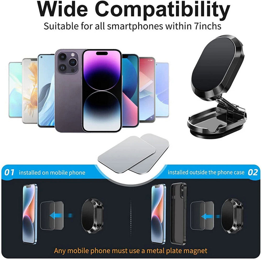 Car Phone Holder 720 Degree Rotation Magnetic Foldable Air Vent Mount Gps Support Compatible For Iphone 14 black - Premium Car Mounts & Holders from Rapidvehicles - Just $16.99! Shop now at Rapidvehicles