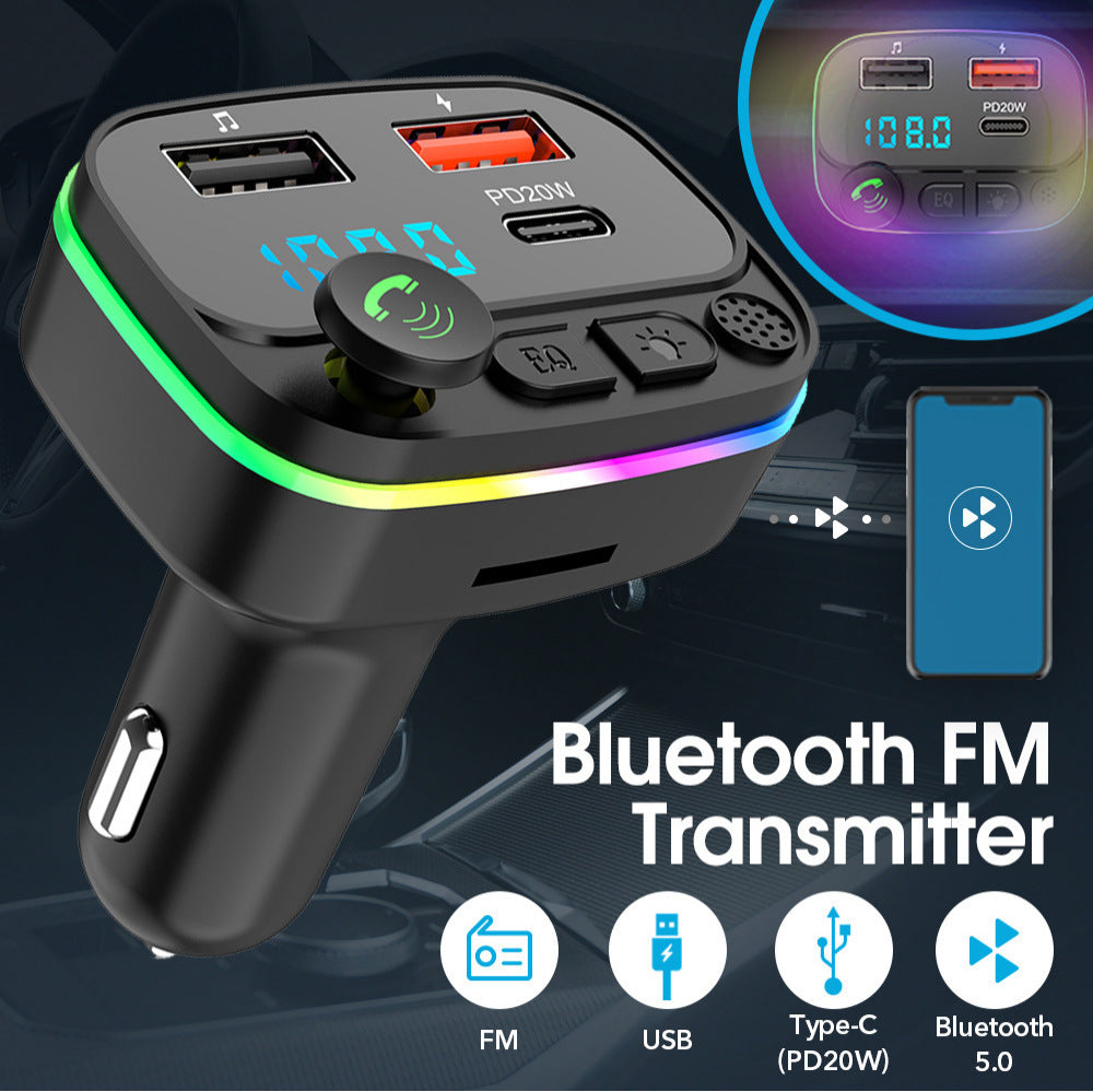 Car Bluetooth-compatible Fm Transmitter Mp3 Player Handsfree Kit Dual Usb Adapter Pd20w Fast Charger B2 Led Backlight black - Premium Car Chargers from Rapidvehicles - Just $15.99! Shop now at Rapidvehicles