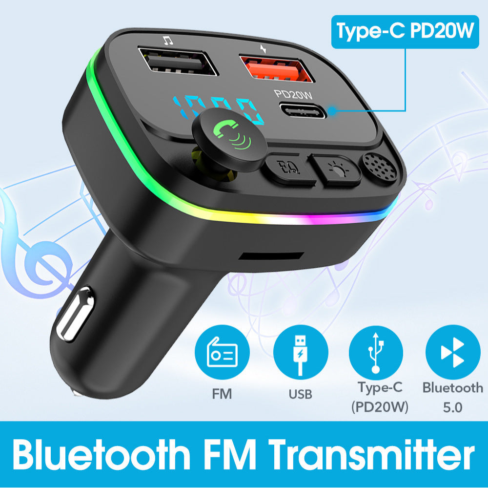 Car Bluetooth-compatible Fm Transmitter Mp3 Player Handsfree Kit Dual Usb Adapter Pd20w Fast Charger B2 Led Backlight black - Premium Car Chargers from Rapidvehicles - Just $15.99! Shop now at Rapidvehicles