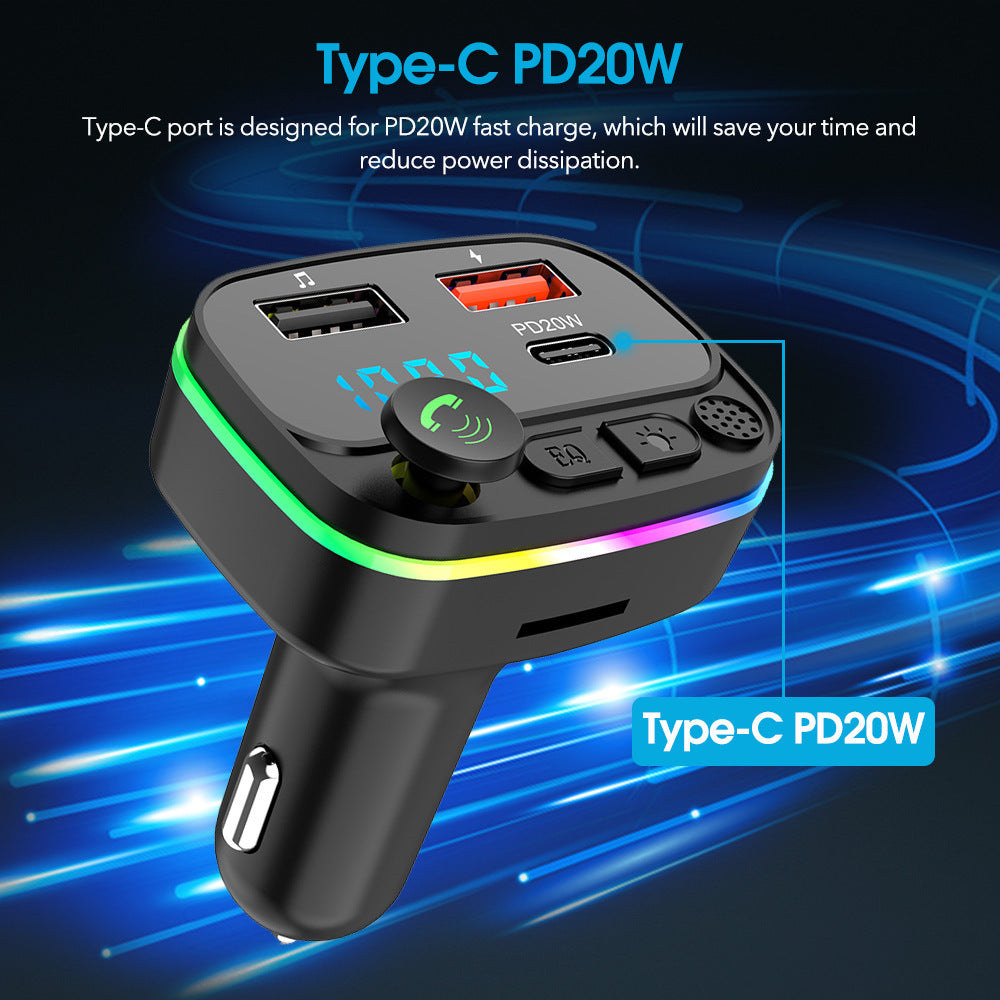 Car Bluetooth-compatible Fm Transmitter Mp3 Player Handsfree Kit Dual Usb Adapter Pd20w Fast Charger B2 Led Backlight black - Premium Car Chargers from Rapidvehicles - Just $15.99! Shop now at Rapidvehicles