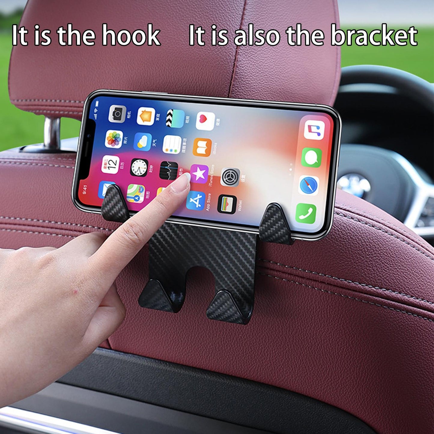 Car Headrest Hook Phone Holder Inner Rear Mount Seat Back Hanger - Premium Car Mounts & Holders from Rapidvehicles - Just $9.99! Shop now at Rapidvehicles