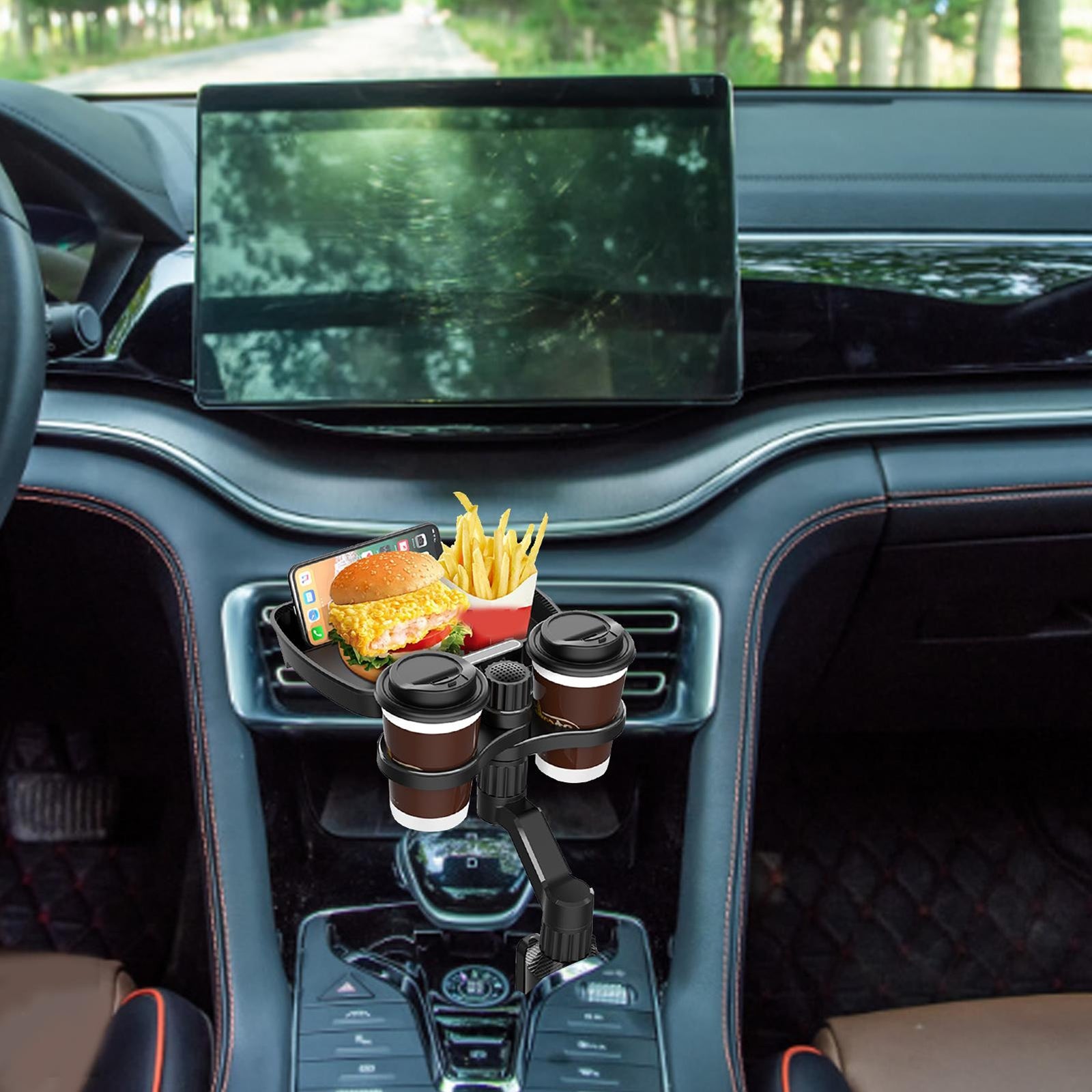 Car Cup Holder 360-degree Rotating Plate Tray Beverage Coffee Dining Rack Extender Small Mobile Phone Bracket black D05 - Premium Car Mounts & Holders from Rapidvehicles - Just $40.99! Shop now at Rapidvehicles