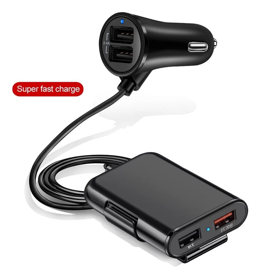 40w 8a Qc3.0 Fast Car Charger 1 To 4 Front Rear Seat Quick - Premium Car Chargers from Rapidvehicles - Just $21.99! Shop now at Rapidvehicles