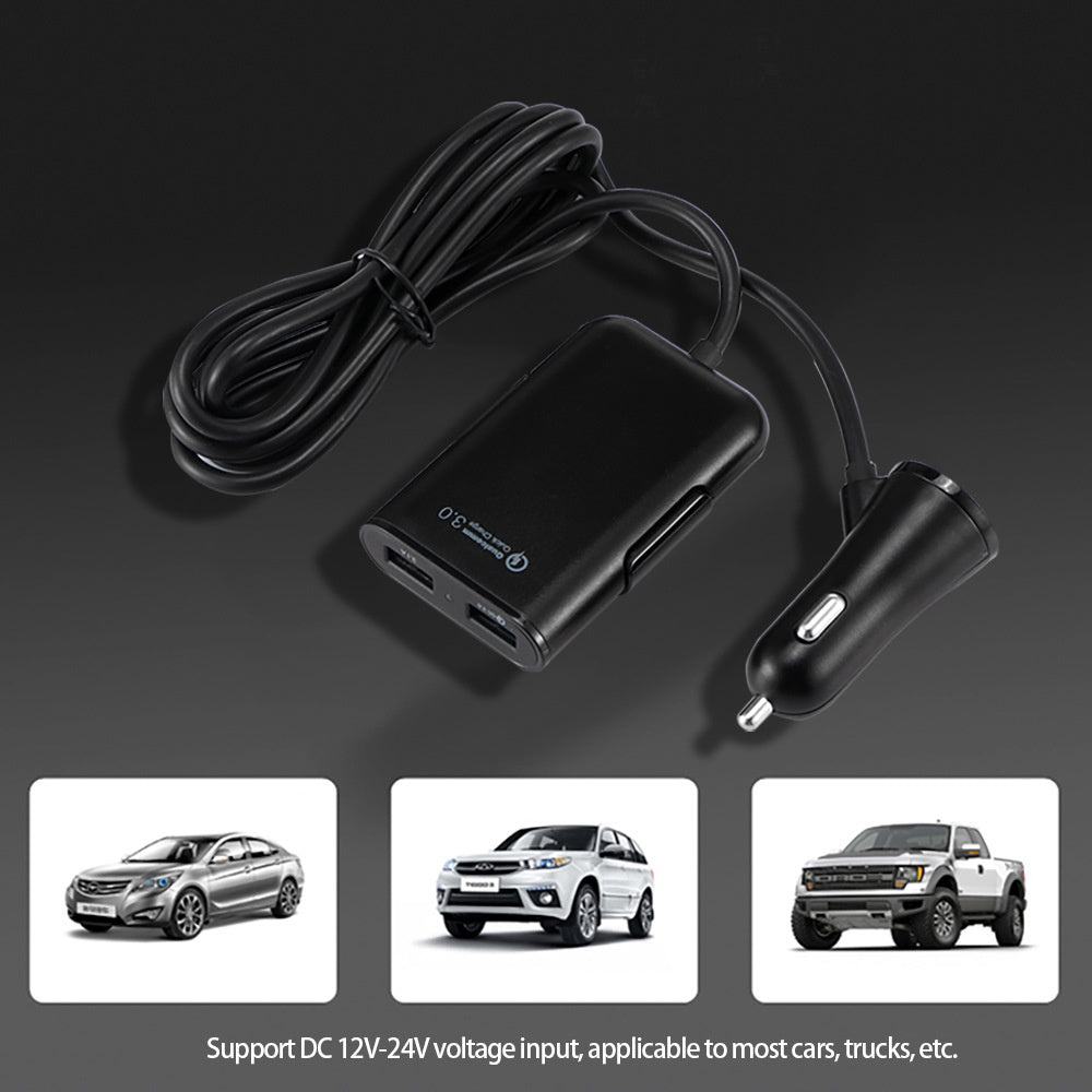 40w 8a Qc3.0 Fast Car Charger 1 To 4 Front Rear Seat Quick Charging Adapter 4 Usb Multi-port Charge With Cable black - Premium Car Chargers from Rapidvehicles - Just $18.99! Shop now at Rapidvehicles