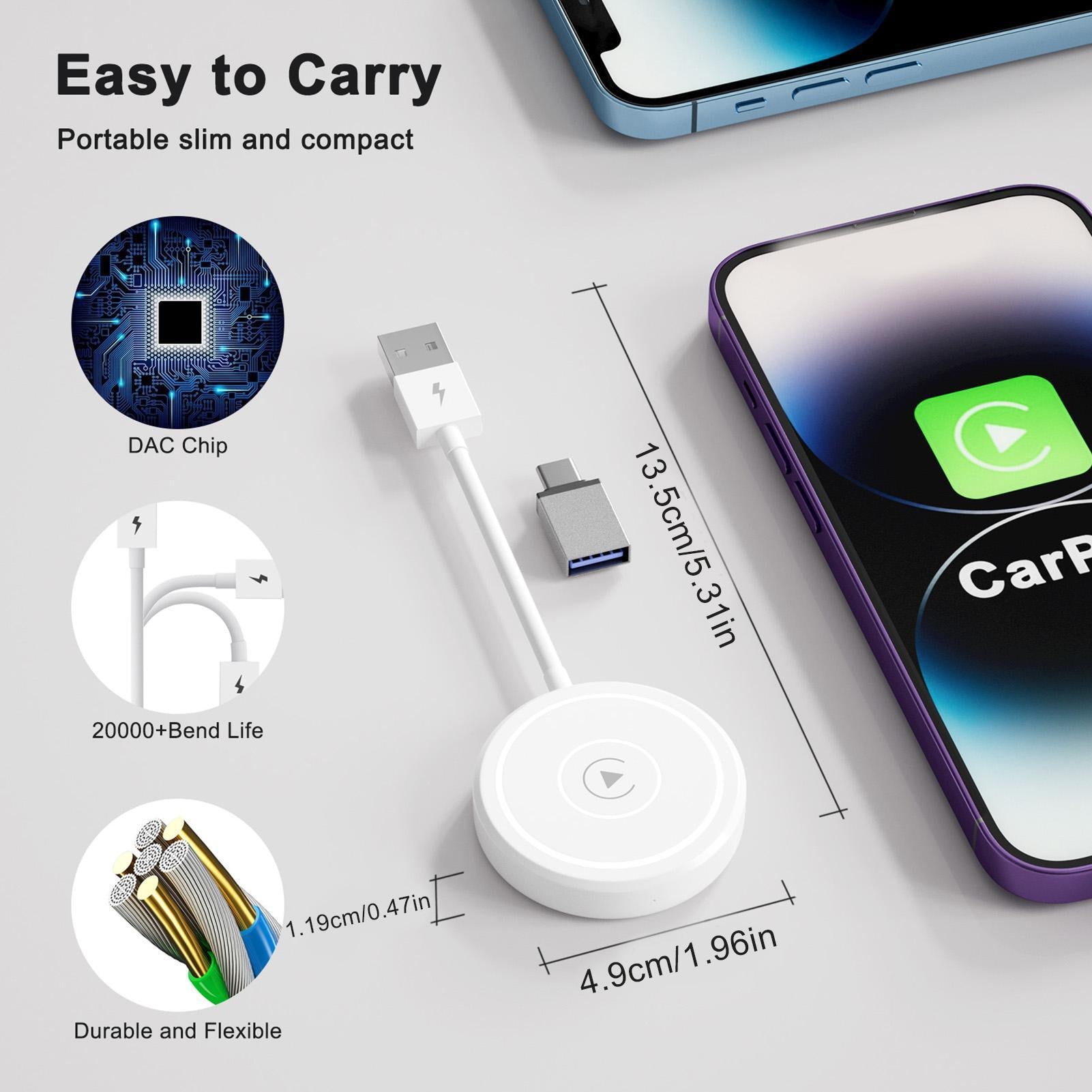 Car Adapter Dongle for Carplay Wire-Controlled to Wireless - Premium Other Car Electronics from Rapidvehicles - Just $83.99! Shop now at Rapidvehicles