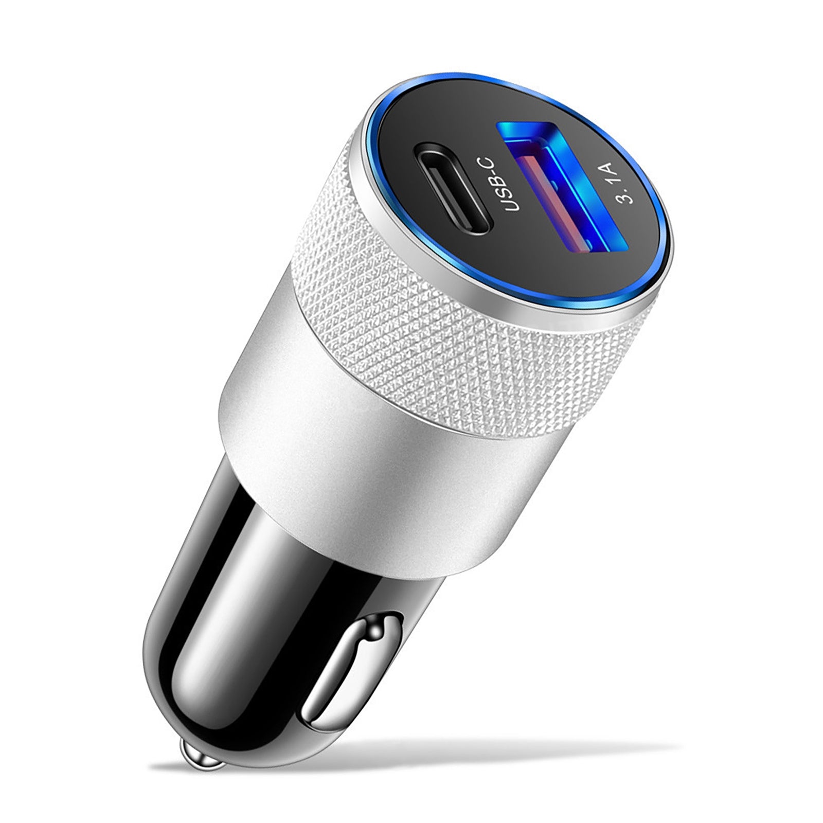 3.1A USB+PD Car Charger 1 To 2 Threaded Plug Mini Portable Multi-Functional Type-C Charger For Mobile Phones silver black - Premium Car Chargers from Rapidvehicles - Just $11.99! Shop now at Rapidvehicles