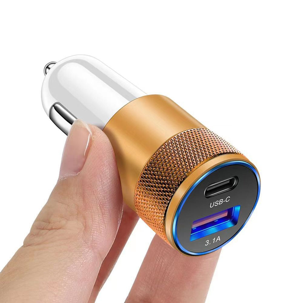 3.1A USB+PD Car Charger 1 To 2 Threaded Plug Mini Portable - Premium Car Chargers from Rapidvehicles - Just $9.99! Shop now at Rapidvehicles