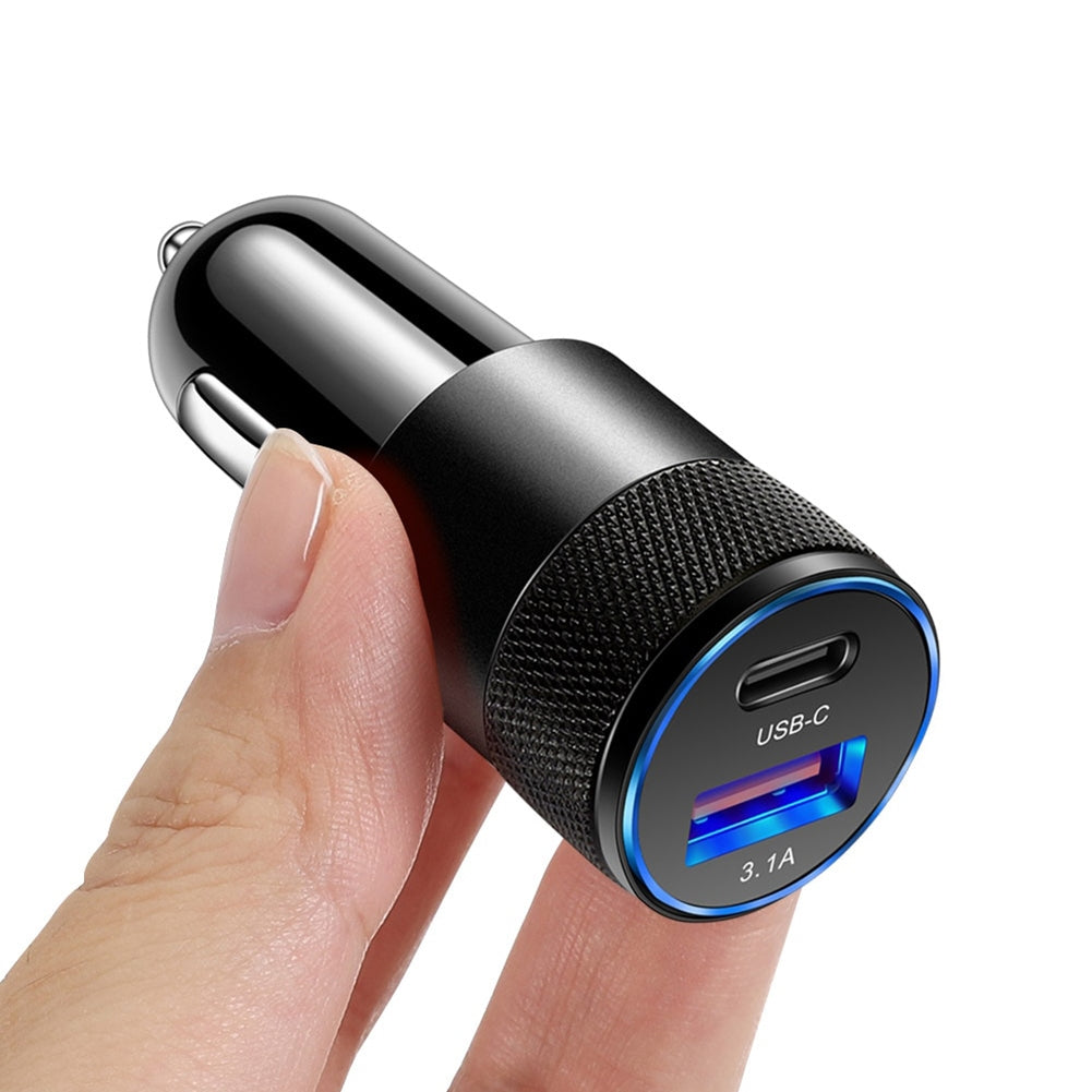 3.1A USB+PD Car Charger 1 To 2 Threaded Plug Mini Portable - Premium Car Chargers from Rapidvehicles - Just $9.99! Shop now at Rapidvehicles