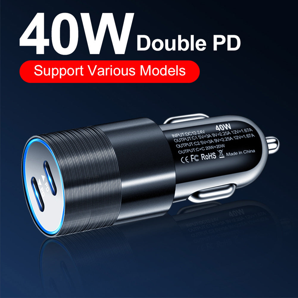 40w Quick Charger Type C Dual Port Fast Charging Station Double - Premium Car Chargers from Rapidvehicles - Just $13.49! Shop now at Rapidvehicles