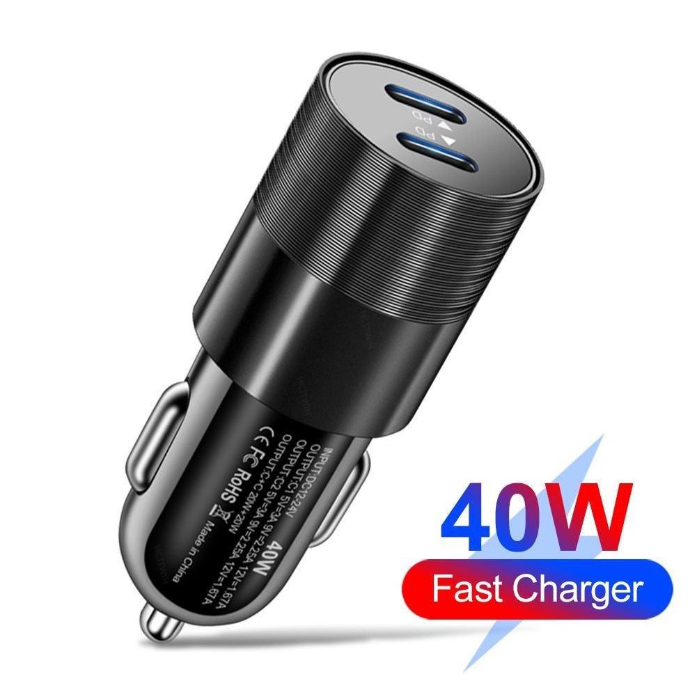 40w Quick Charger Type C Dual Port Fast Charging Station Double - Premium Car Chargers from Rapidvehicles - Just $13.49! Shop now at Rapidvehicles