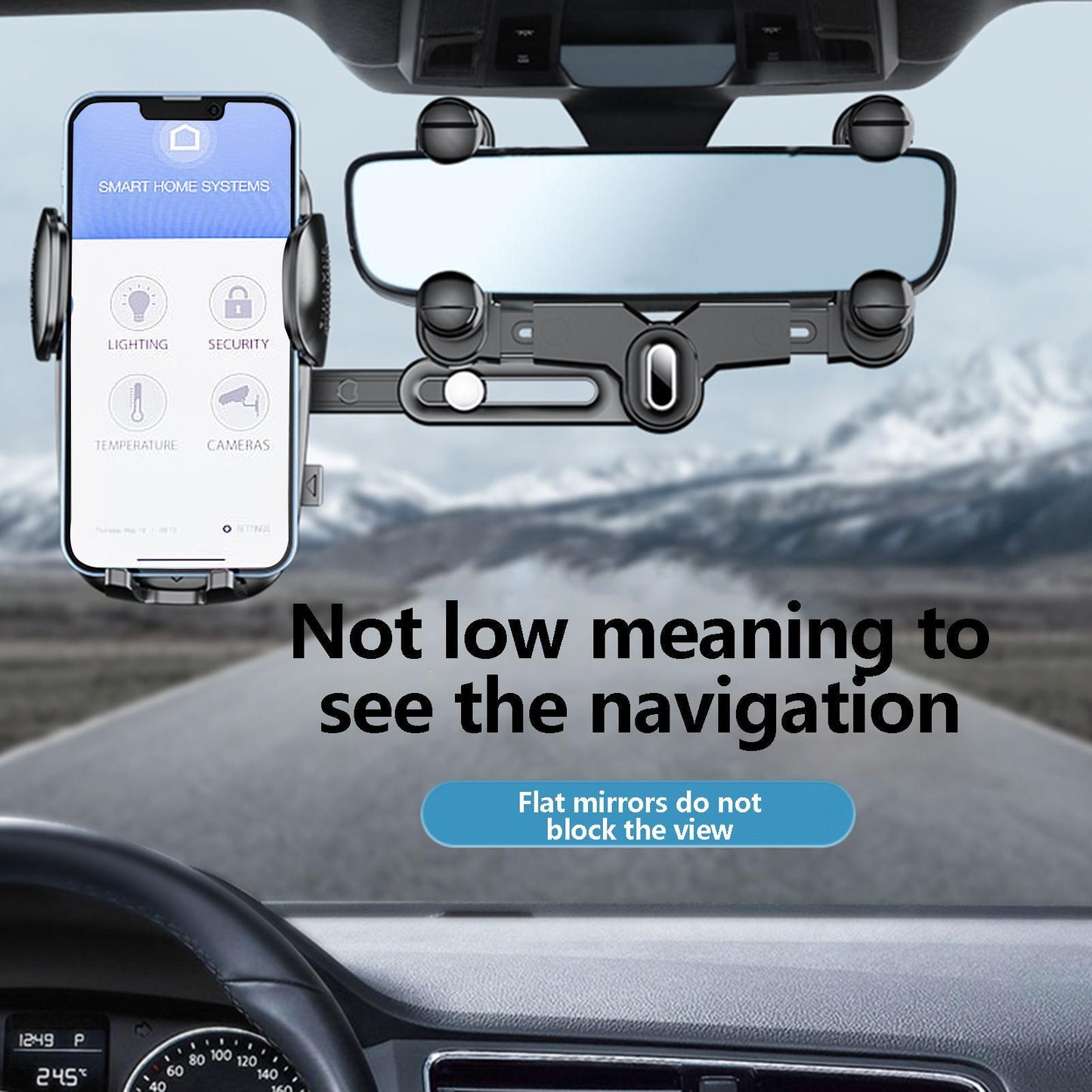 Rearview Mirror Phone Holder Mount For Car Multi-directional - Premium Car Mounts & Holders from Rapidvehicles - Just $29.99! Shop now at Rapidvehicles