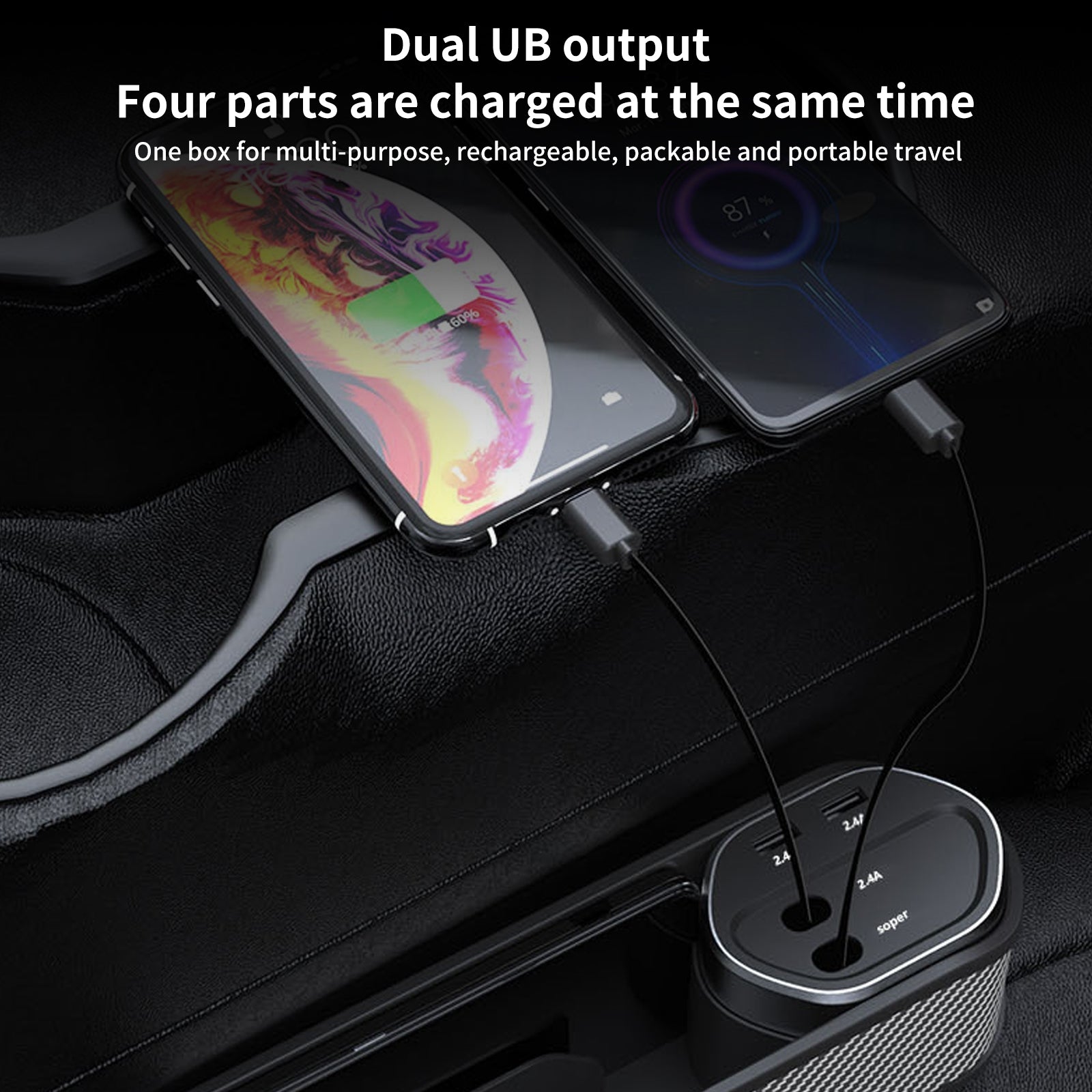 Car Seat Gap Filler Organizer Cigarette Lighter Car Storage Box without Wireless Charging - Premium Car Chargers from Rapidvehicles - Just $49.99! Shop now at Rapidvehicles