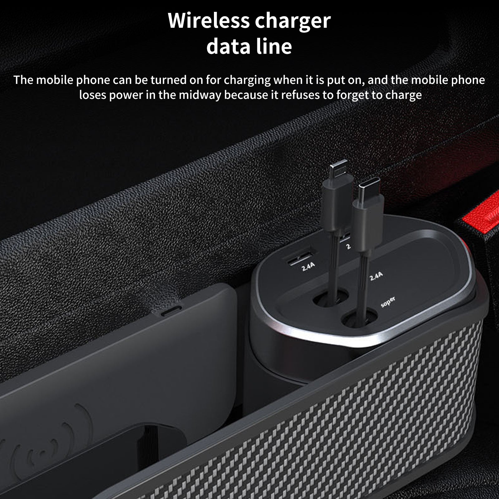 Car Seat Gap Filler Organizer Cigarette Lighter Car Storage Box without Wireless Charging - Premium Car Chargers from Rapidvehicles - Just $49.99! Shop now at Rapidvehicles