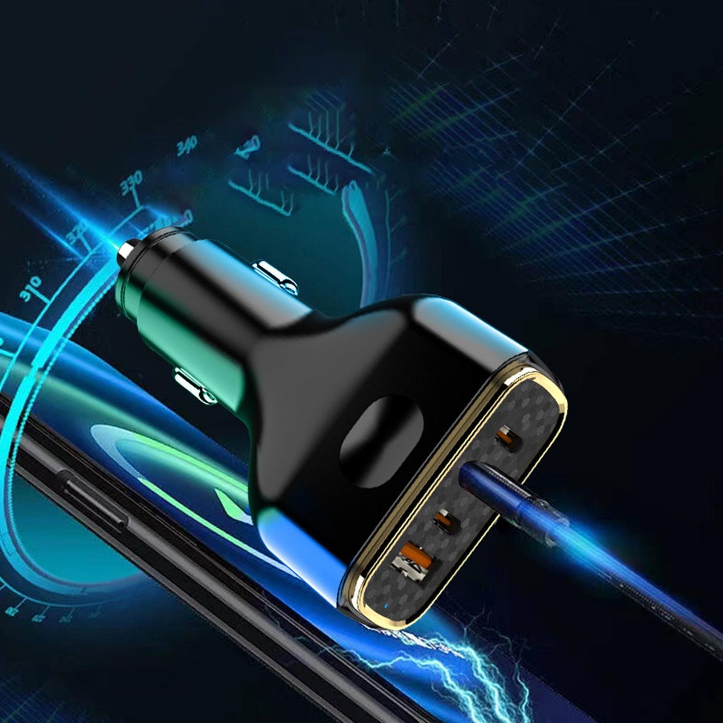 Car Charger Fast Charging 80W USB Charger LED Lights 2 USB A 2 - Premium Car Chargers from Rapidvehicles - Just $20.99! Shop now at Rapidvehicles