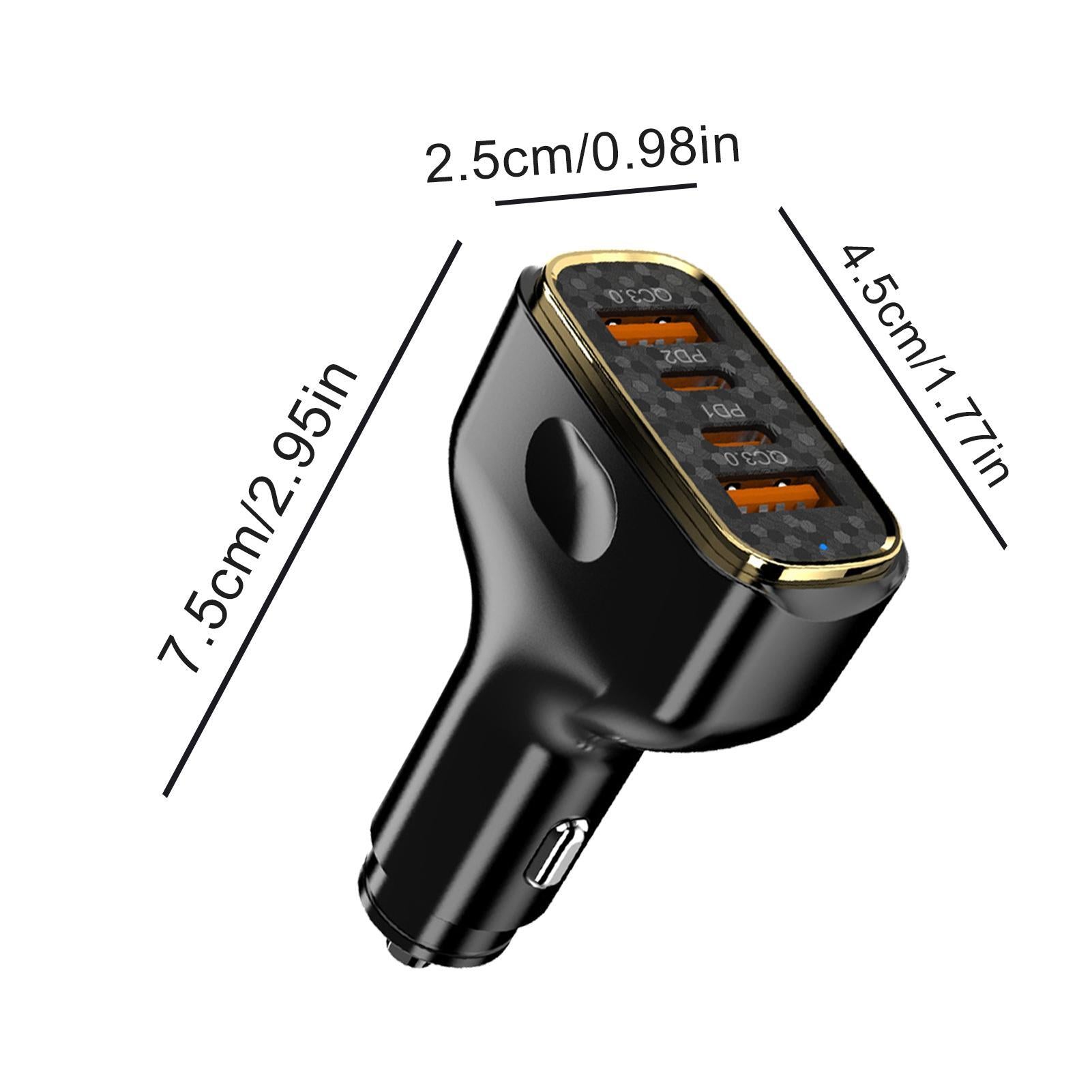 Car Charger Fast Charging 80W USB Charger LED Lights 2 USB A 2 USB C Ports For Tablets Drones Smartphones 2A2C - Premium Car Chargers from Rapidvehicles - Just $16.99! Shop now at Rapidvehicles