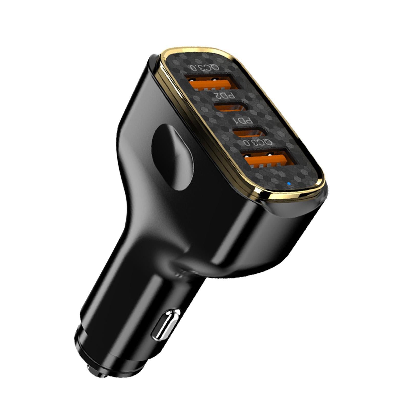 Car Charger Fast Charging 80W USB Charger LED Lights 2 USB A 2 USB C Ports For Tablets Drones Smartphones 2A2C - Premium Car Chargers from Rapidvehicles - Just $16.99! Shop now at Rapidvehicles