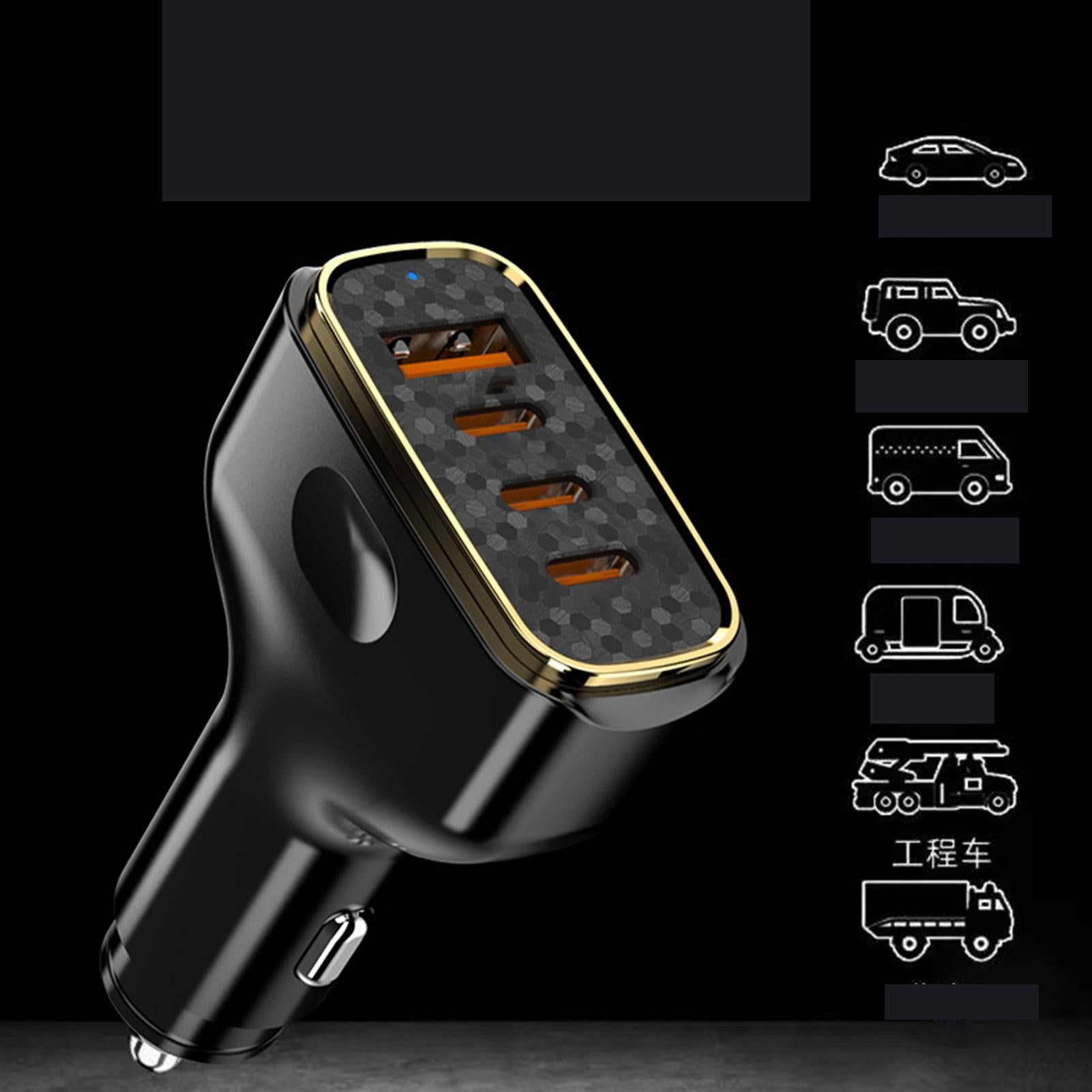 Car Charger Fast Charging 80W USB Charger LED Lights 2 USB A 2 USB C Ports For Tablets Drones Smartphones 2A2C - Premium Car Chargers from Rapidvehicles - Just $16.99! Shop now at Rapidvehicles