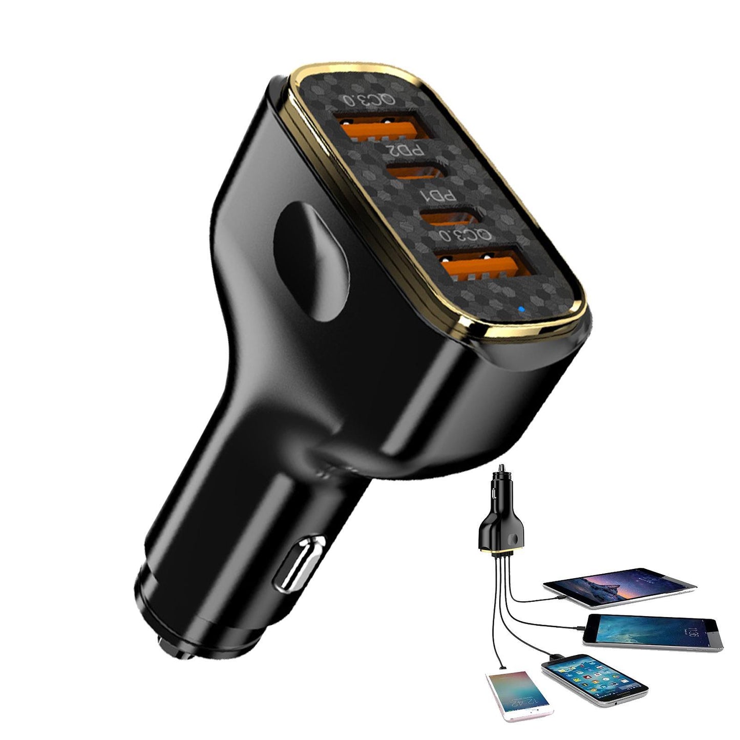 Car Charger Fast Charging 80W USB Charger LED Lights 2 USB A 2 - Premium Car Chargers from Rapidvehicles - Just $20.99! Shop now at Rapidvehicles