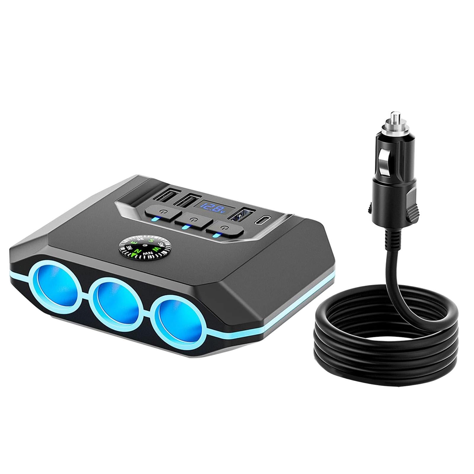 Cigarette Lighter Adapter 3 Socket Cigarette Lighter Splitter 4 USB Charging Ports With Voltage Display Independent Power Switch For All Car Devices TR52 - Premium Car Chargers from Rapidvehicles - Just $29.99! Shop now at Rapidvehicles