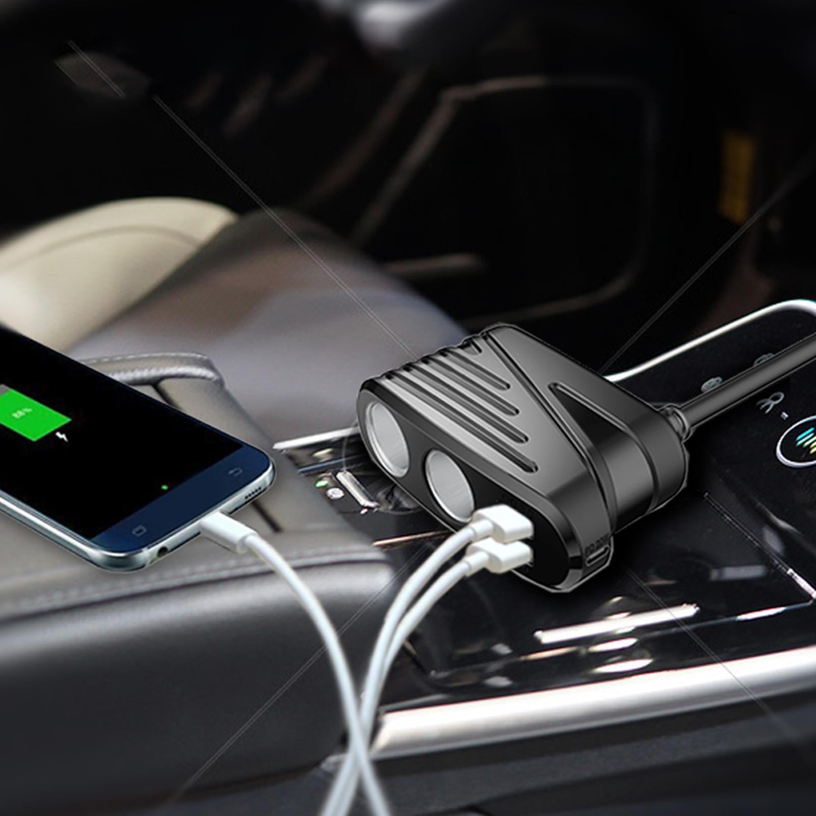 TR31 Cigarette Lighter Adapter 2 Socket Cigarette Lighter Splitter 3 USB Charging Ports For All Car Devices GPS Dash Cam With Cable black - Premium Car Chargers from Rapidvehicles - Just $28.99! Shop now at Rapidvehicles