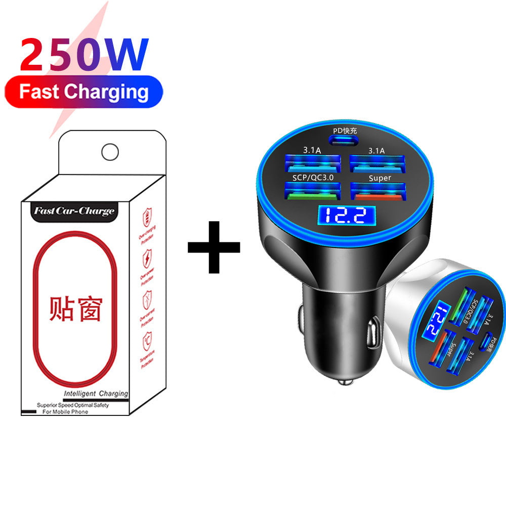 5 Port USB Car Charger With LED Light Display Voltage Monitor Fast Charging Cigarette Lighter Adapter For Smart Phone White - Premium Car Chargers from Rapidvehicles - Just $13.99! Shop now at Rapidvehicles