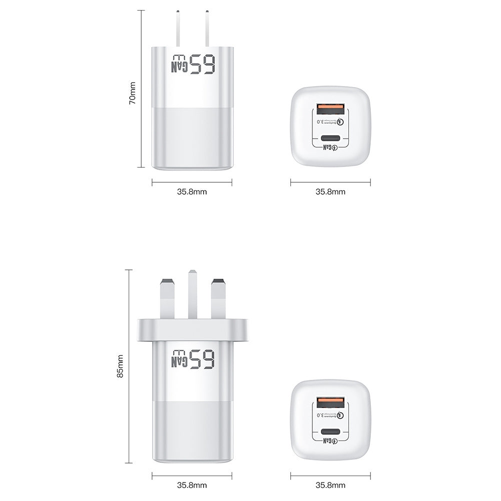 USB C Wall Charger Block 65W Dual Port Power Fast Type C Charging - Premium Car Chargers from Rapidvehicles - Just $45.99! Shop now at Rapidvehicles