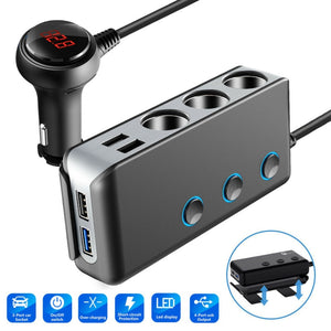 Cigarette Lighter Adapter 120W 12V 3 Socket Cigarette Lighter Splitter 4 USB Charging Ports Independent Switch Car Splitter Adapter For All Car Devices black - Premium Car Chargers from Rapidvehicles - Just $38.99! Shop now at Rapidvehicles