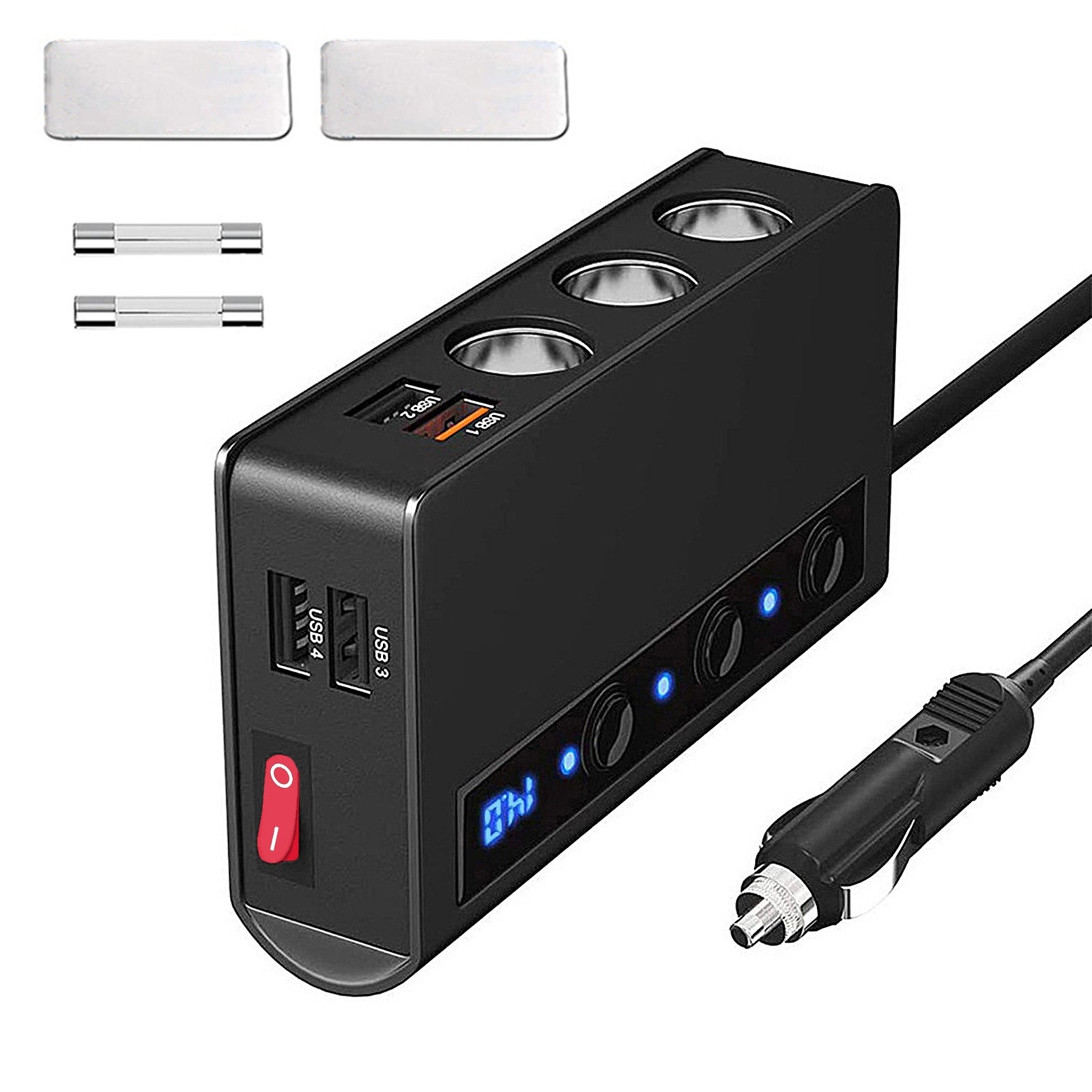 180W USB Car Charger Splitter Adapter 12V 24V Car Splitter 3 Socket Car Cigarette Lighter Splitter With 4 Quick Charge USB Ports black - Premium Car Chargers from Rapidvehicles - Just $39.99! Shop now at Rapidvehicles