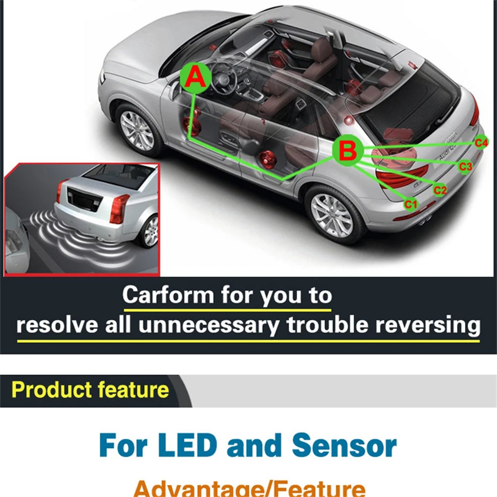 4 Parking Sensors LED Display Backlight Distance Parking Reverse Car Safety System Parking Sensor For Vehicle Auto silver - Premium Other Car Electronics from Rapidvehicles - Just $32.75! Shop now at Rapidvehicles