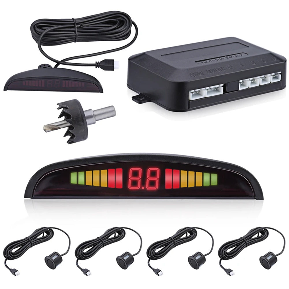 4 Parking Sensors LED Display Backlight Distance Parking Reverse Car Safety System Parking Sensor For Vehicle Auto silver - Premium Other Car Electronics from Rapidvehicles - Just $32.75! Shop now at Rapidvehicles