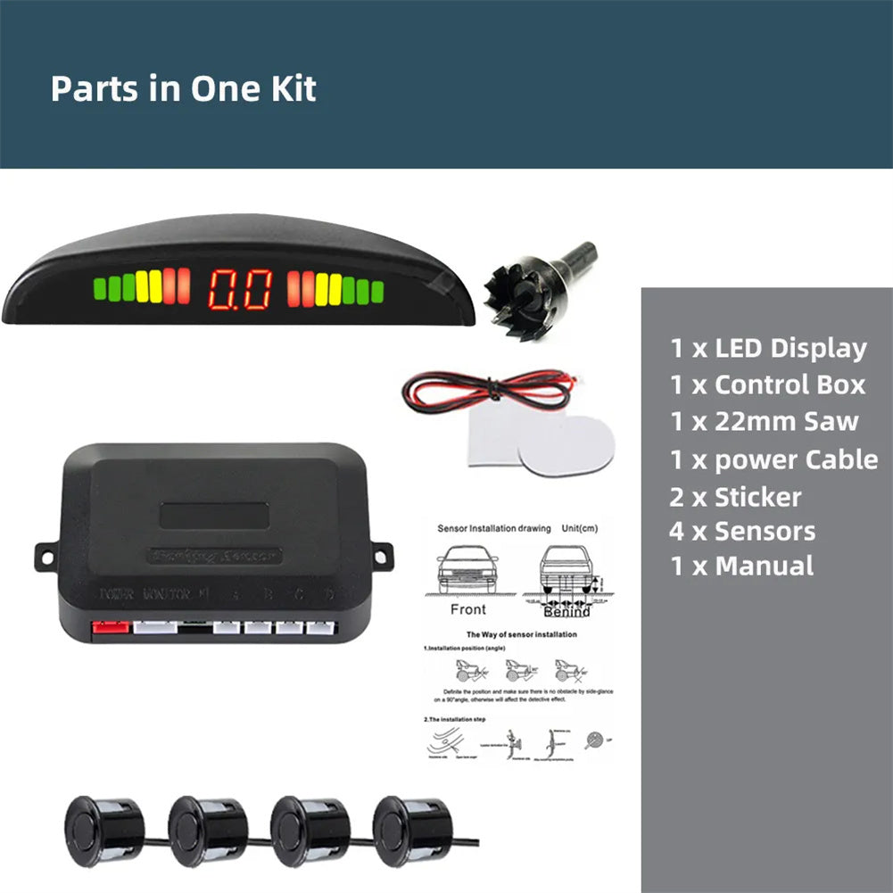 4 Parking Sensors LED Display Backlight Distance Parking Reverse - Premium Other Car Electronics from Rapidvehicles - Just $35.99! Shop now at Rapidvehicles