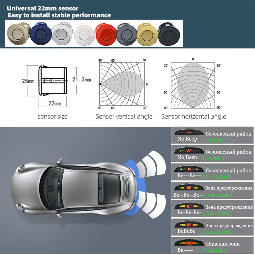 4 Parking Sensors LED Display Backlight Distance Parking Reverse - Premium Other Car Electronics from Rapidvehicles - Just $35.99! Shop now at Rapidvehicles