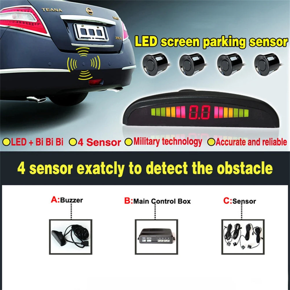 4 Parking Sensors LED Display Backlight Distance Parking Reverse - Premium Other Car Electronics from Rapidvehicles - Just $35.99! Shop now at Rapidvehicles