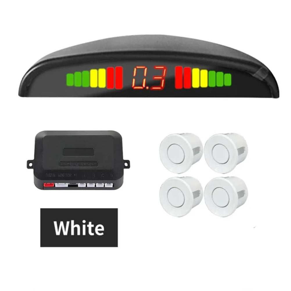 4 Parking Sensors LED Display Backlight Distance Parking Reverse Car Safety System Parking Sensor For Vehicle Auto White - Premium Other Car Electronics from Rapidvehicles - Just $32.75! Shop now at Rapidvehicles