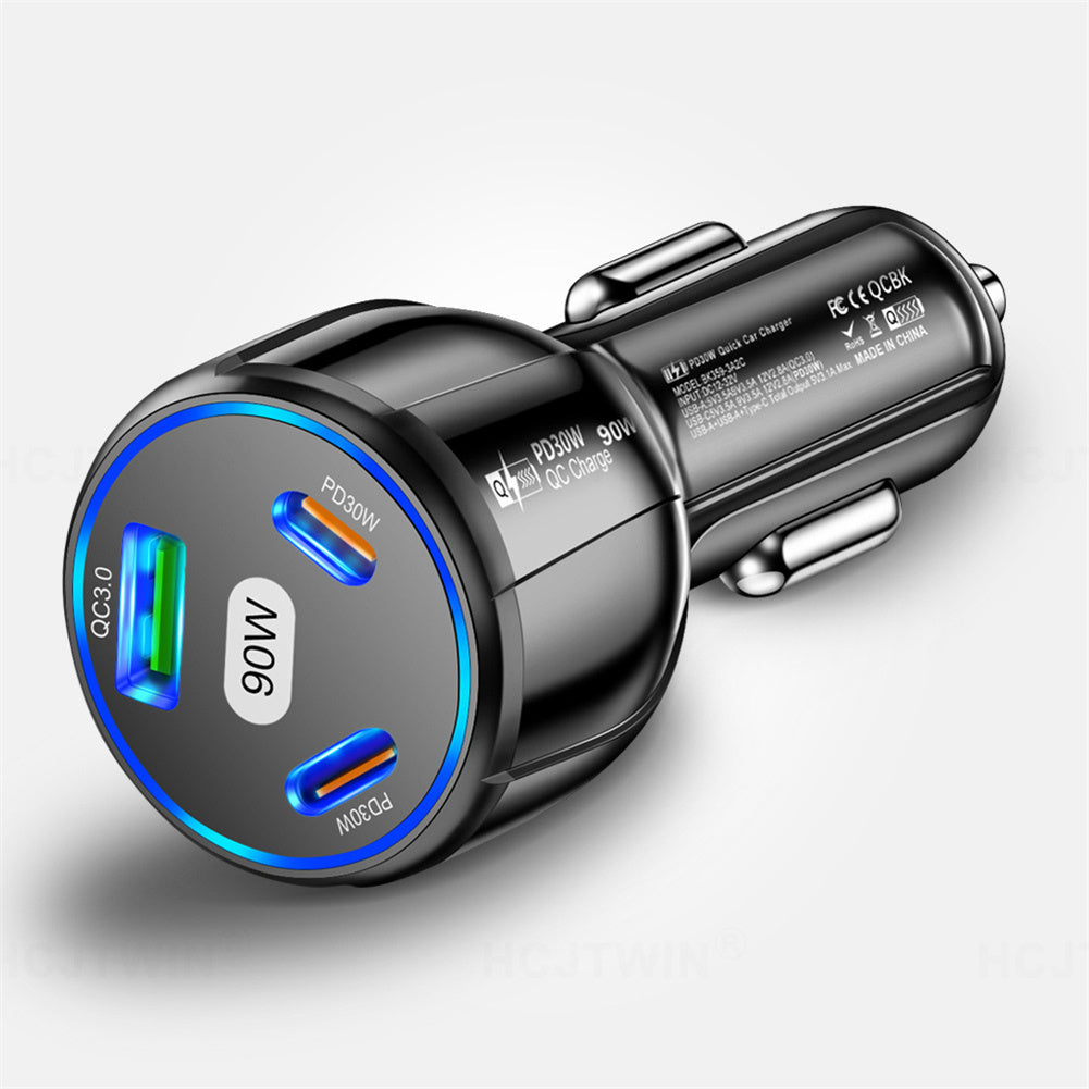 Car Charger Fast Charging 90W USB Charger 2 PD USB C 1 USB A Car Charger For Smartphones Tablets Video Game Controllers White - Premium Car Chargers from Rapidvehicles - Just $14.99! Shop now at Rapidvehicles