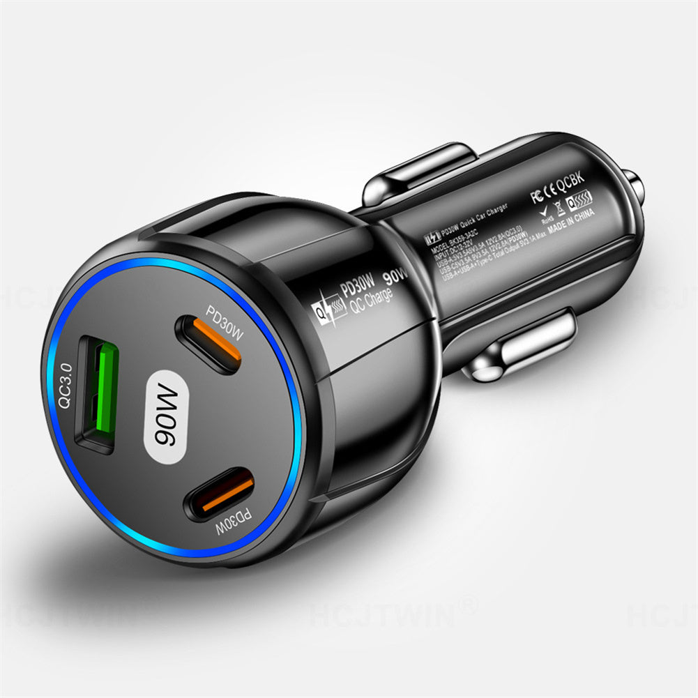 Car Charger Fast Charging 90W USB Charger 2 PD USB C 1 USB A Car - Premium Car Chargers from Rapidvehicles - Just $15.99! Shop now at Rapidvehicles