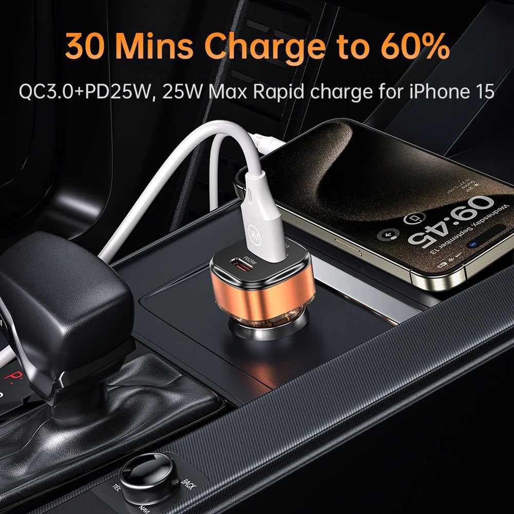 C45 Car Charger Adapter Fast Charging 43W USB A USB C Port Car Charger For Tablets Smart Phones Laptop Brown - Premium Car Chargers from Rapidvehicles - Just $19.99! Shop now at Rapidvehicles