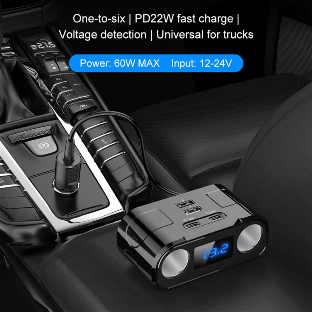 Car Charger Adapter 60W 4 Charging Ports Car Charger QC3.0 Fast Charging Cigarette Lighter For Power Bank Sport Watches black - Premium Car Chargers from Rapidvehicles - Just $23.99! Shop now at Rapidvehicles