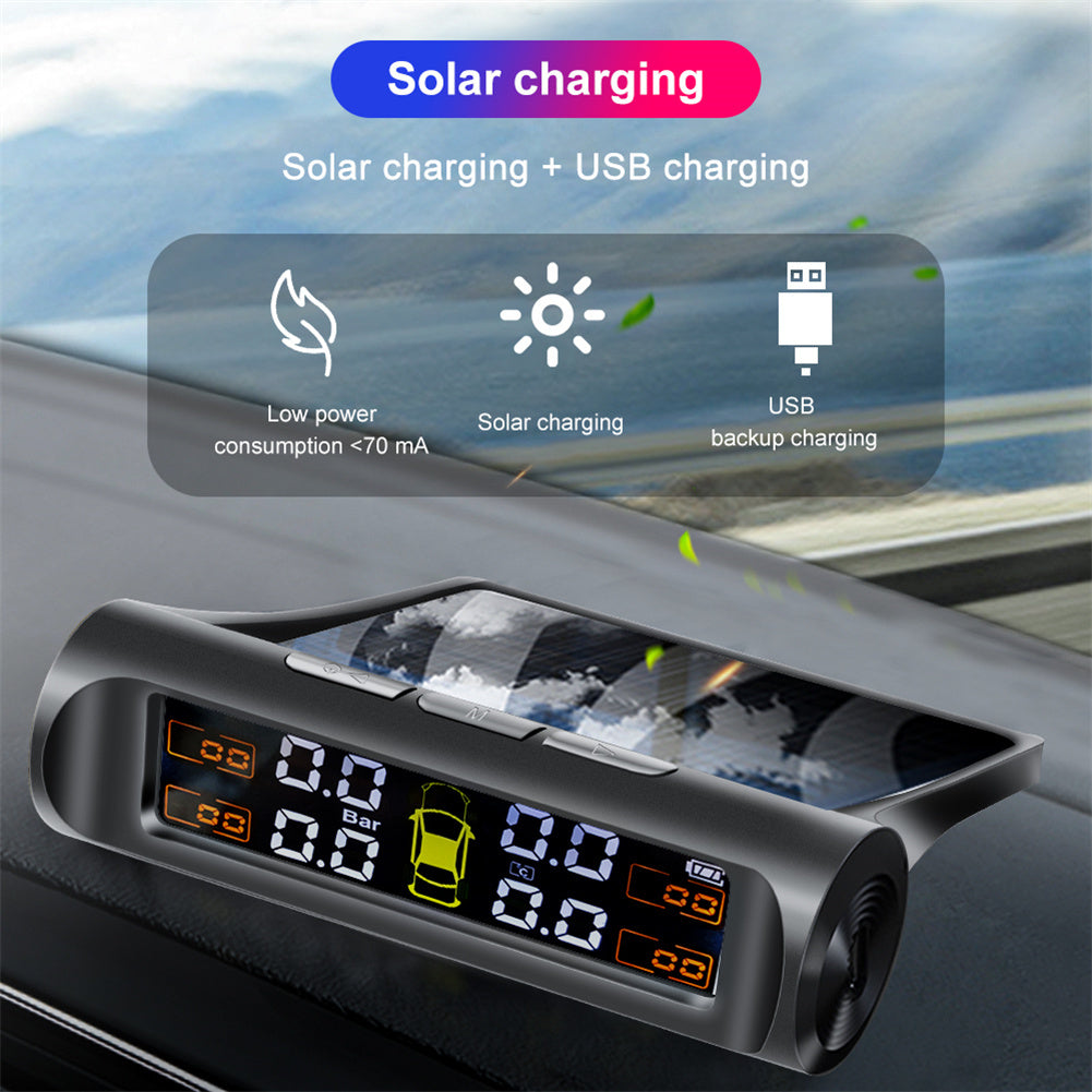 Tire Pressure Monitoring Systems Solar Car Digital Display Wireless Solar Power with Real Time Monitor Black - Premium Other Car Electronics from Rapidvehicles - Just $39.32! Shop now at Rapidvehicles