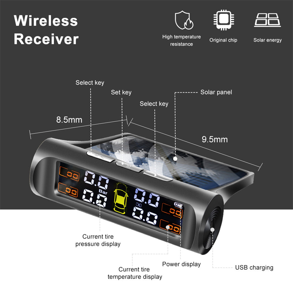 Tire Pressure Monitoring Systems Solar Car Digital Display Wireless Solar Power with Real Time Monitor Black - Premium Other Car Electronics from Rapidvehicles - Just $39.32! Shop now at Rapidvehicles