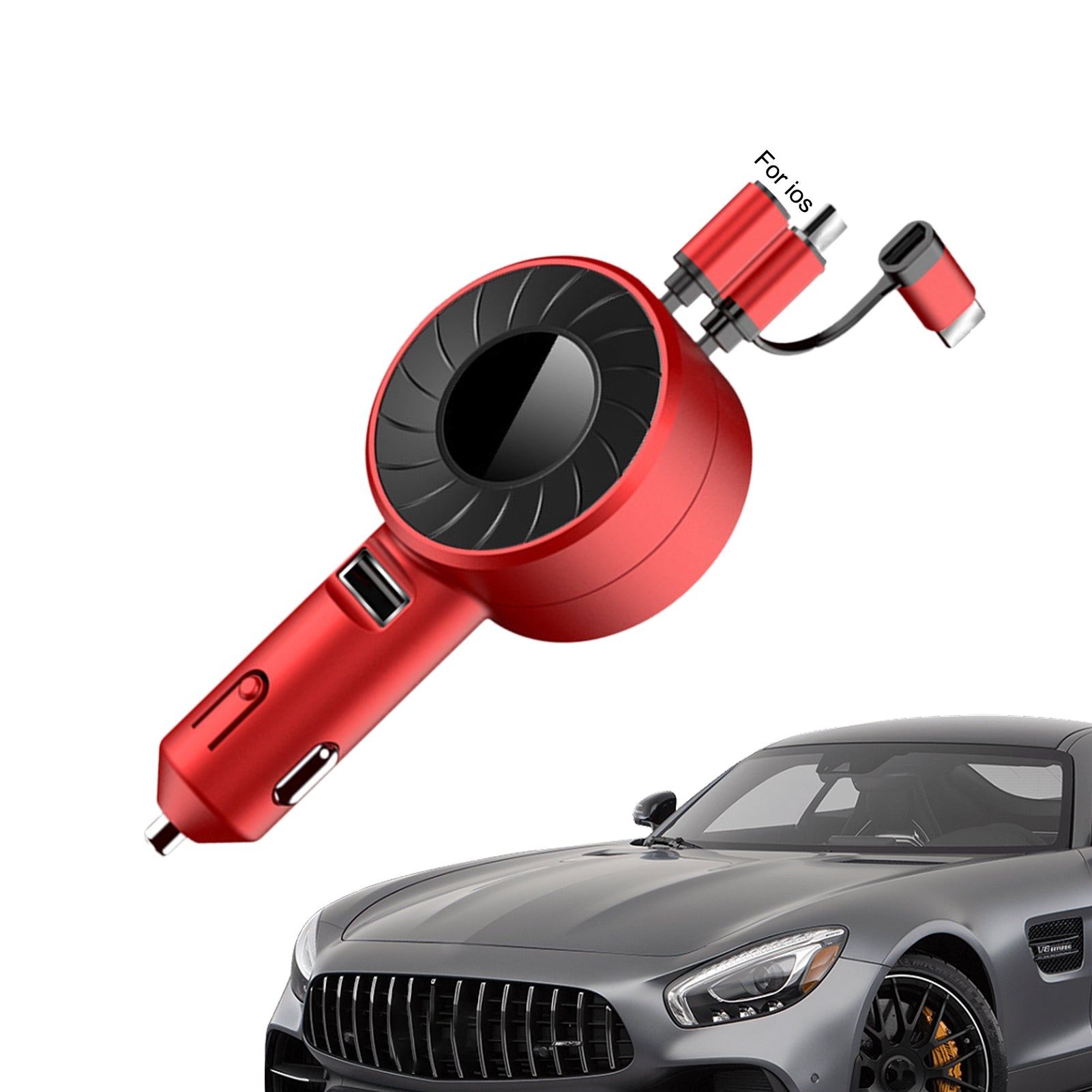 Retractable Car Charger 3 In 1 Fast Charge Cord Stretchable Cable Adapter Car Charger Adapter For Most Cars Phones red - Premium Car Chargers from Rapidvehicles - Just $34.99! Shop now at Rapidvehicles