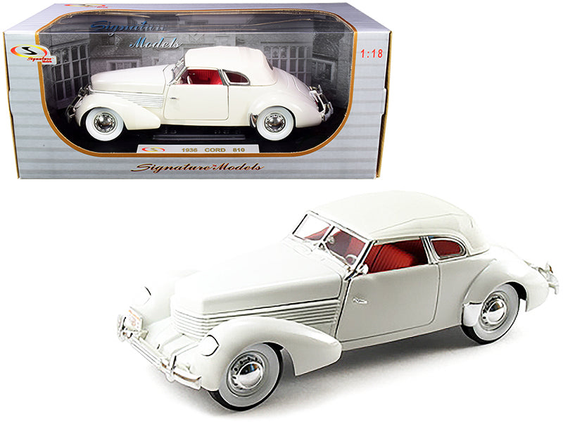 1936 Cord 810 Coupe White with Red Interior 1/18 Diecast Model - Premium  from Rapidvehicles - Just $120.59! Shop now at Rapidvehicles