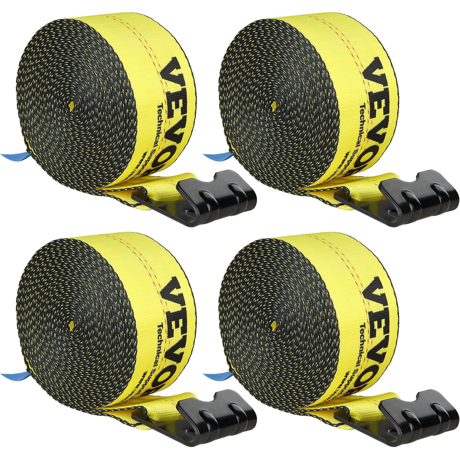 VEVOR Winch Straps, 4" x 30', 6000 lbs Load Capacity, 18000 lbs Break Strength, Truck Straps with Flat Hook, Flatbed Tie Downs Cargo Control for Trailers, Farms, Rescues, Tree Saver, Yellow (4 Pack) - Premium Tow Strap from VEVOR - Just $62.99! Shop now at Rapidvehicles