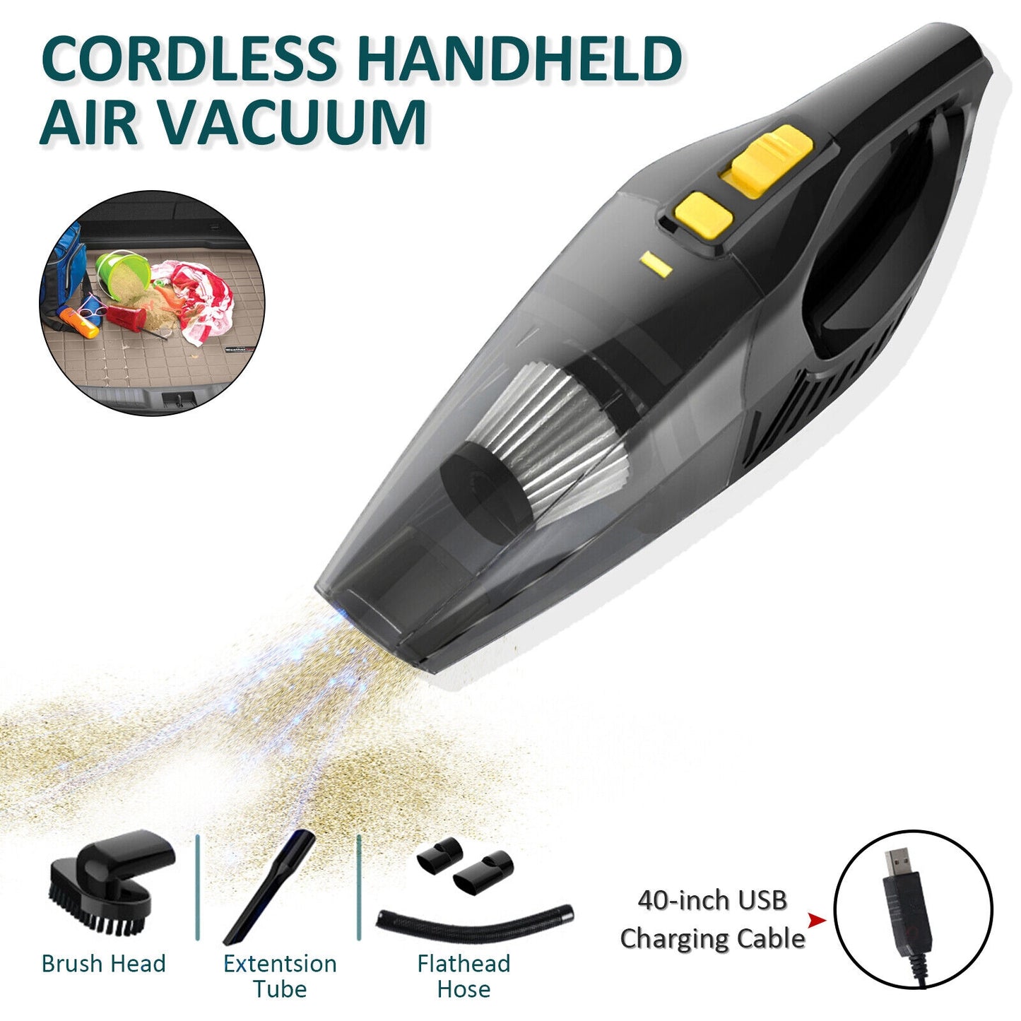 Wireless Portable Handheld Car Vacuum Cleaner Strong Suction - Premium Car Wash Tools from Rapidvehicles - Just $43.54! Shop now at Rapidvehicles